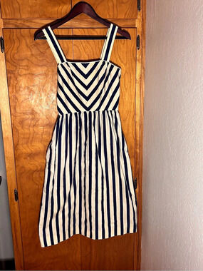 Lanz Originals Striped Midi Dress Blue & White